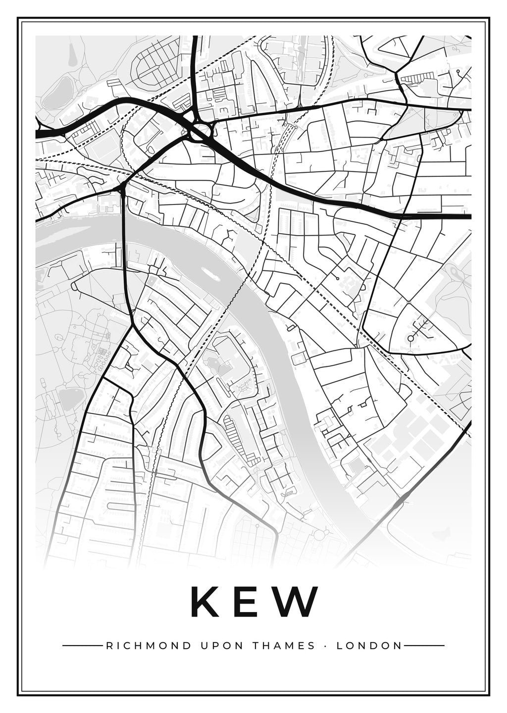 Street map poster of Kew, Richmond upon Thames, London