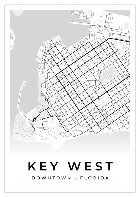 Key West Downtown Street Map Poster