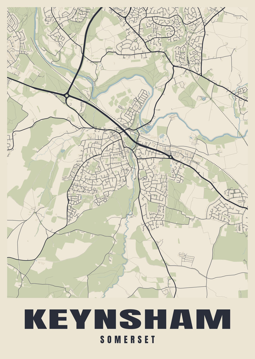 Street map poster of Keynsham, Somerset