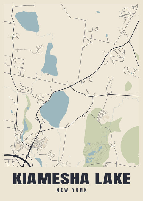 Kiamesha Lake Street Map Poster
