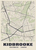 Heritage street map poster of Kidbrooke, Greenwich, London