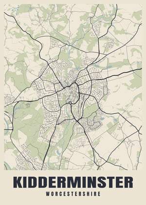 Kidderminster Street Map Poster