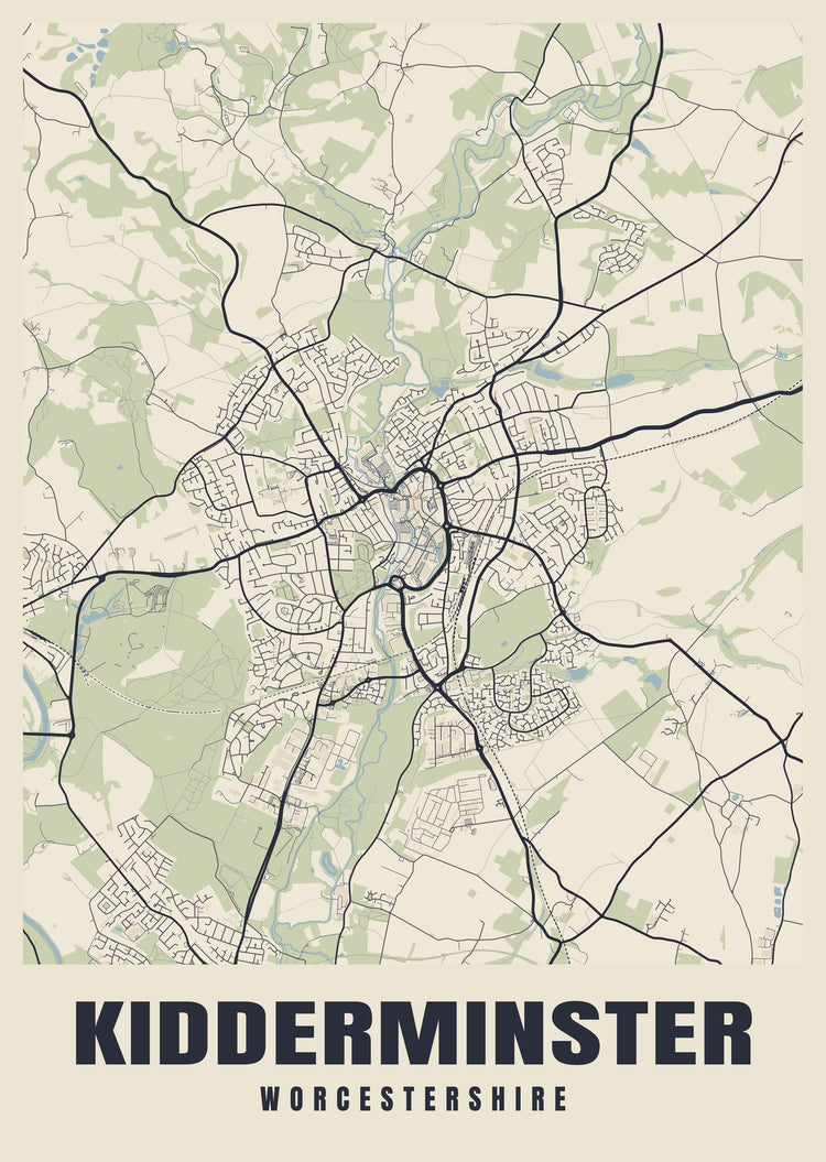 Kidderminster Street Map Poster