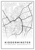 Street map poster of Kidderminster town centre, Worcestershire