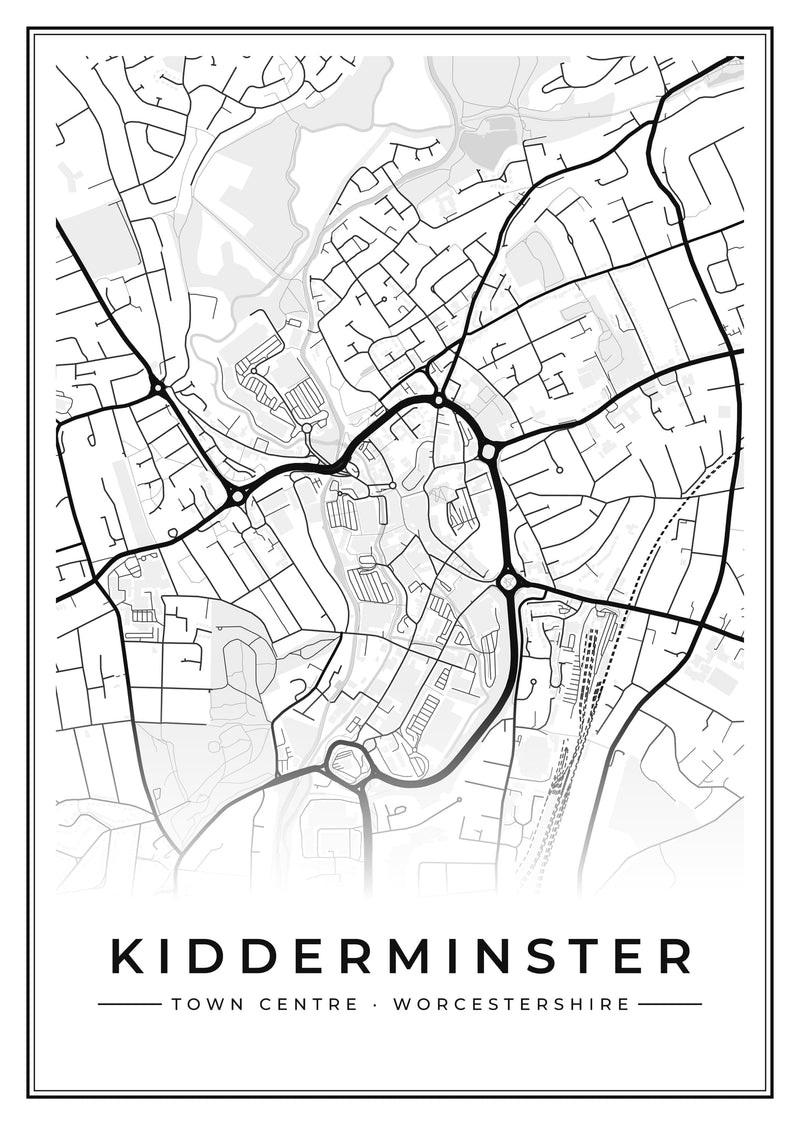 Kidderminster Town Centre Street Map Poster