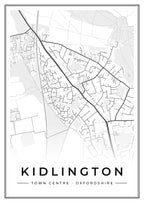 Street map poster of Kidlington town centre, Oxfordshire