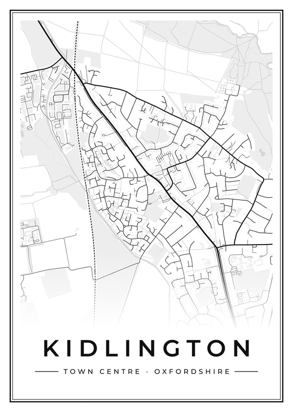 Kidlington Town Centre Street Map Poster