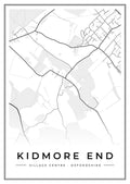 Street map poster of Kidmore End village centre, Oxfordshire