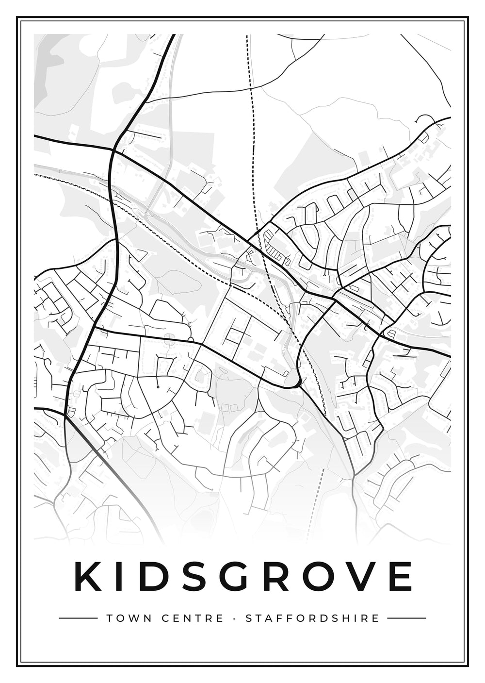 Kidsgrove Town Centre Street Map Poster