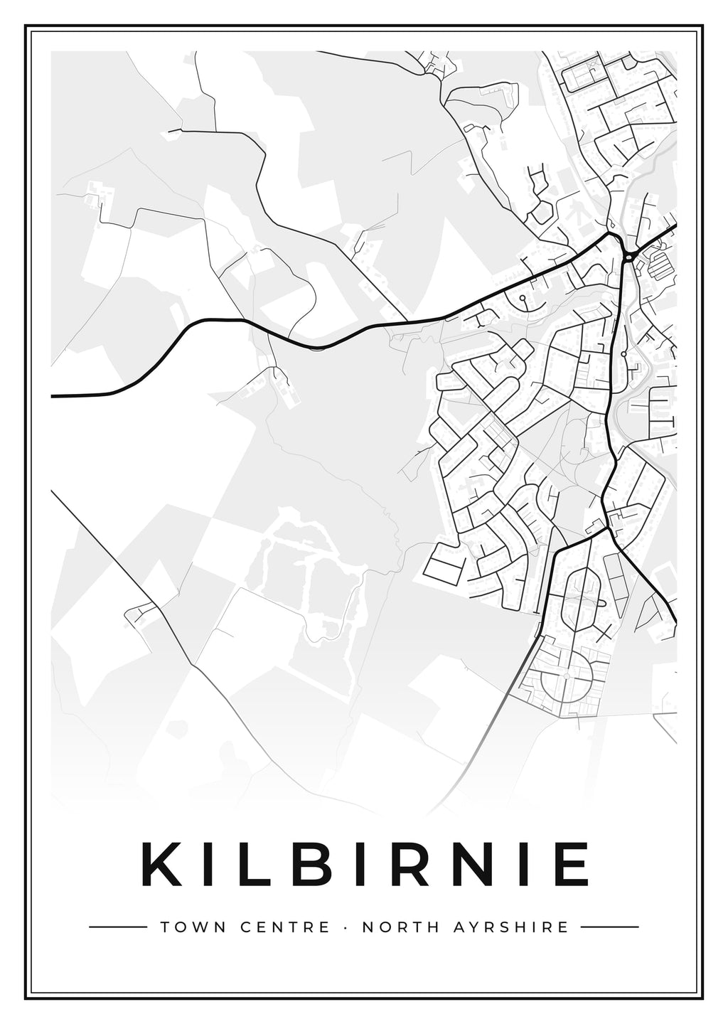 Street map poster of Kilbirnie town centre, North Ayrshire
