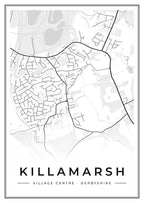 Street map poster of Killamarsh village centre, Derbyshire
