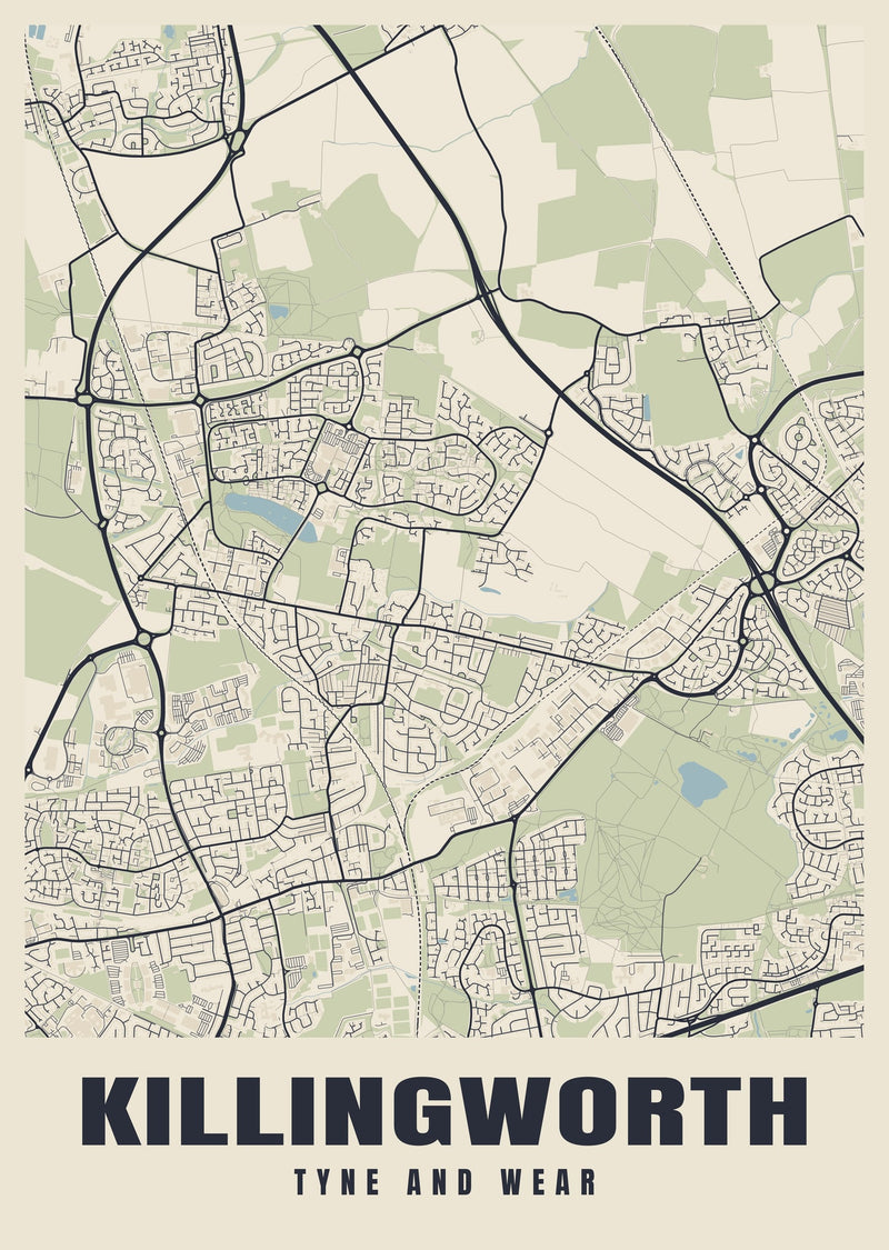Killingworth Street Map Poster