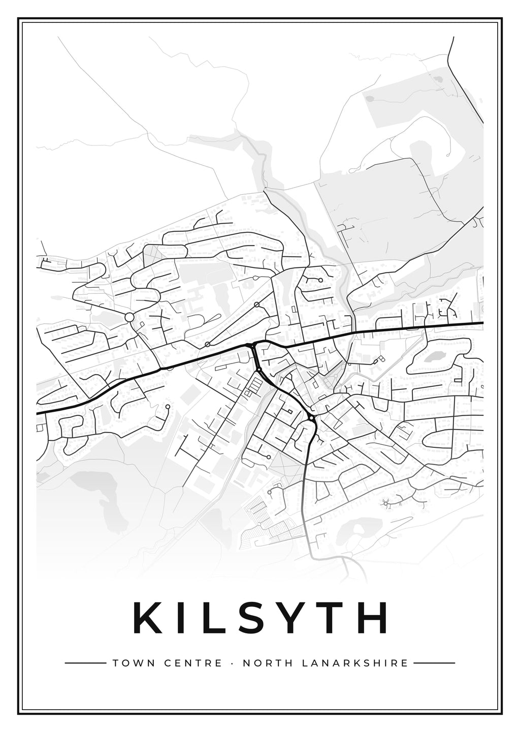 Street map poster of Kilsyth town centre, North Lanarkshire