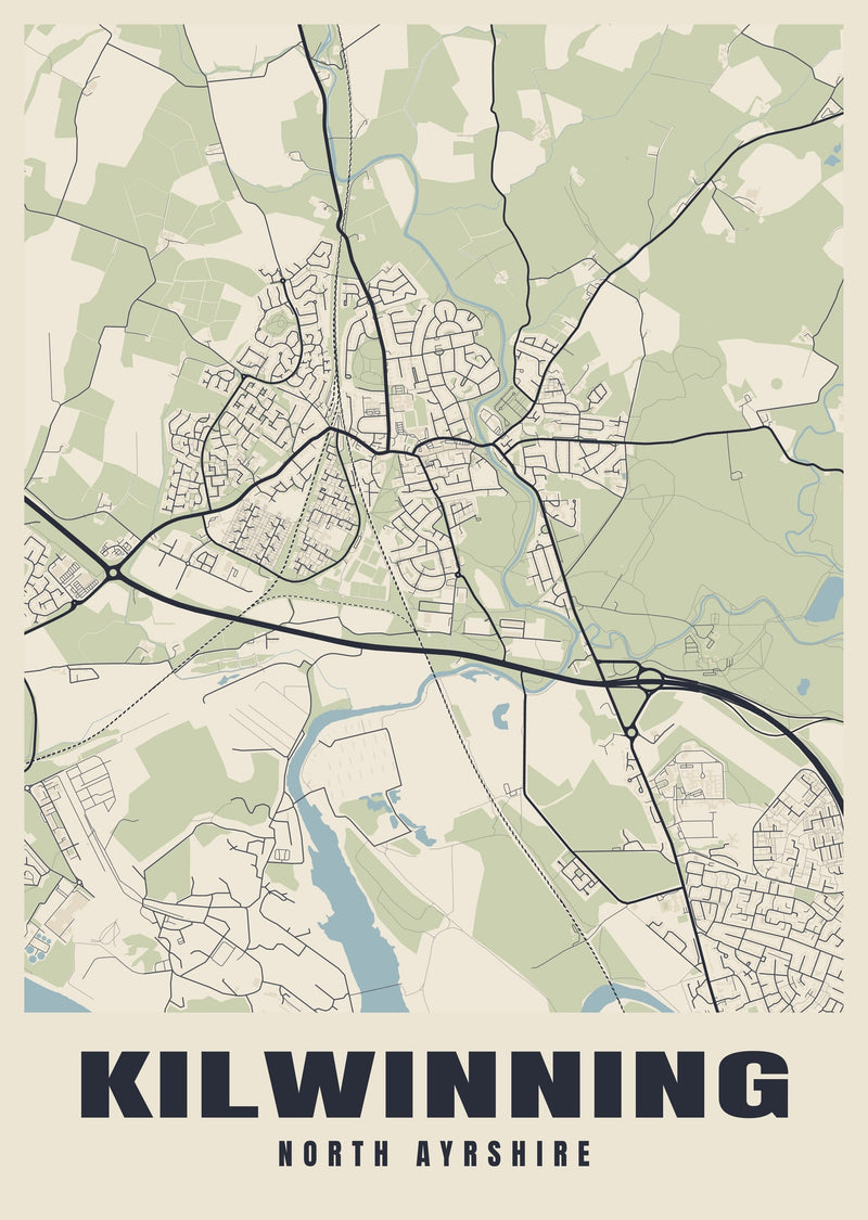 Kilwinning Street Map Poster