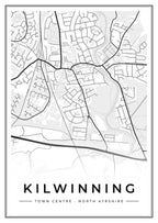 Street map poster of Kilwinning town centre, North Ayrshire