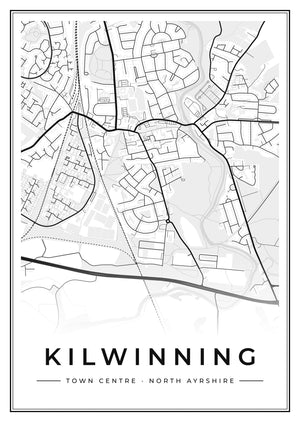Kilwinning Town Centre Street Map Poster