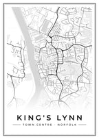 Street map poster of King's Lynn town centre, Norfolk