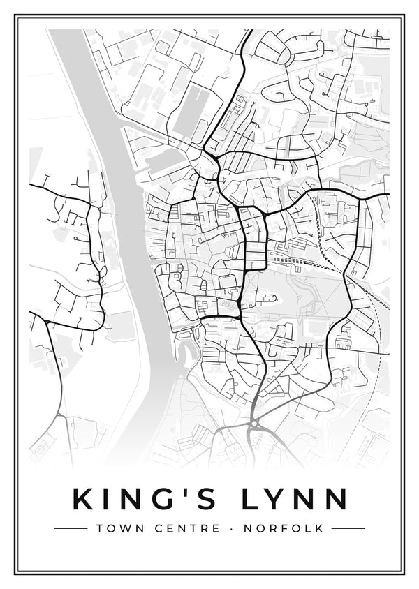 King's Lynn Town Centre Street Map Poster