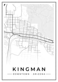 Street map poster of downtown Kingman, Arizona