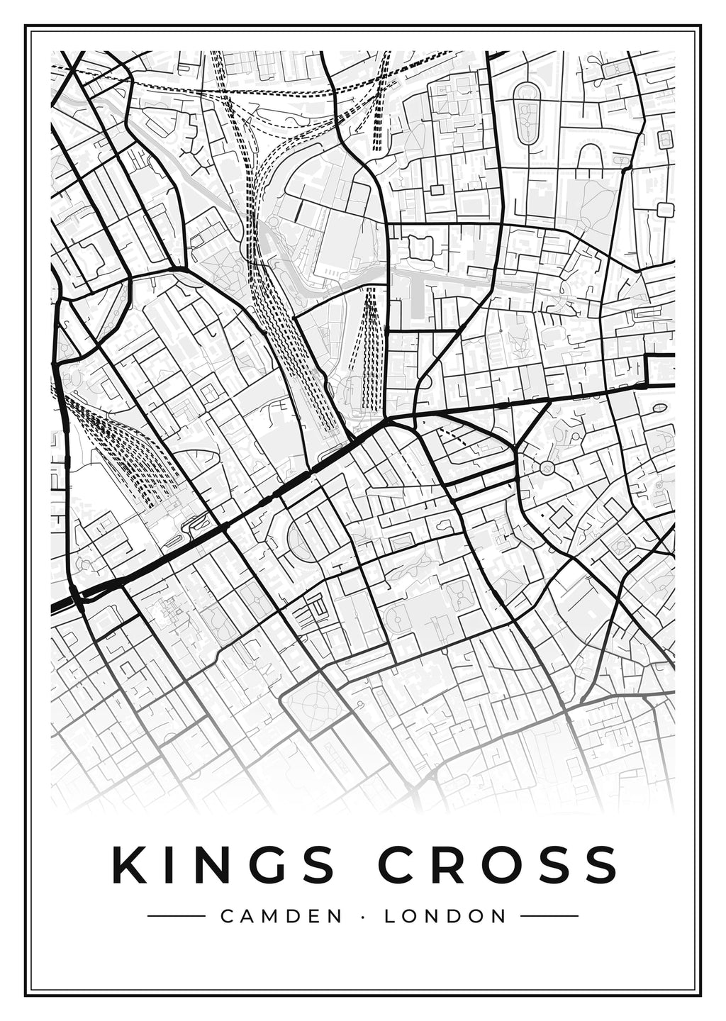 Street map poster of Kings Cross, Camden, London