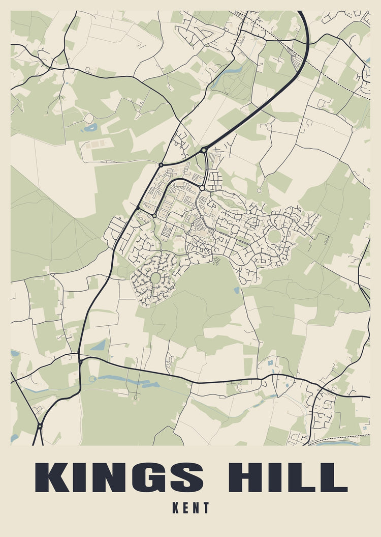 Kings Hill Street Map Poster