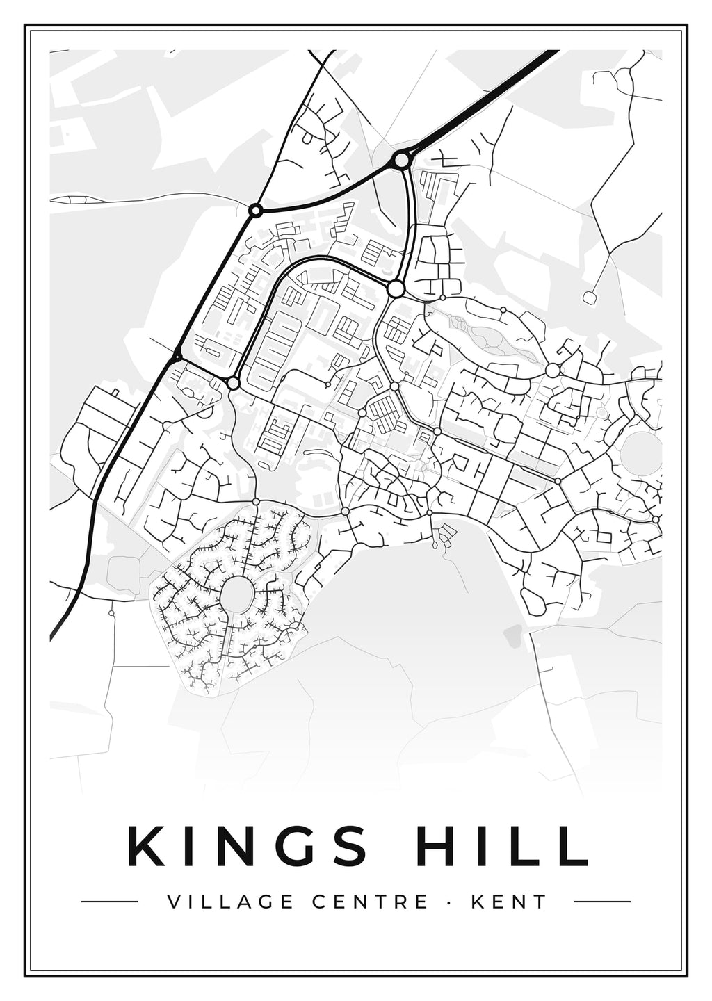 Street map poster of Kings Hill village centre, Kent