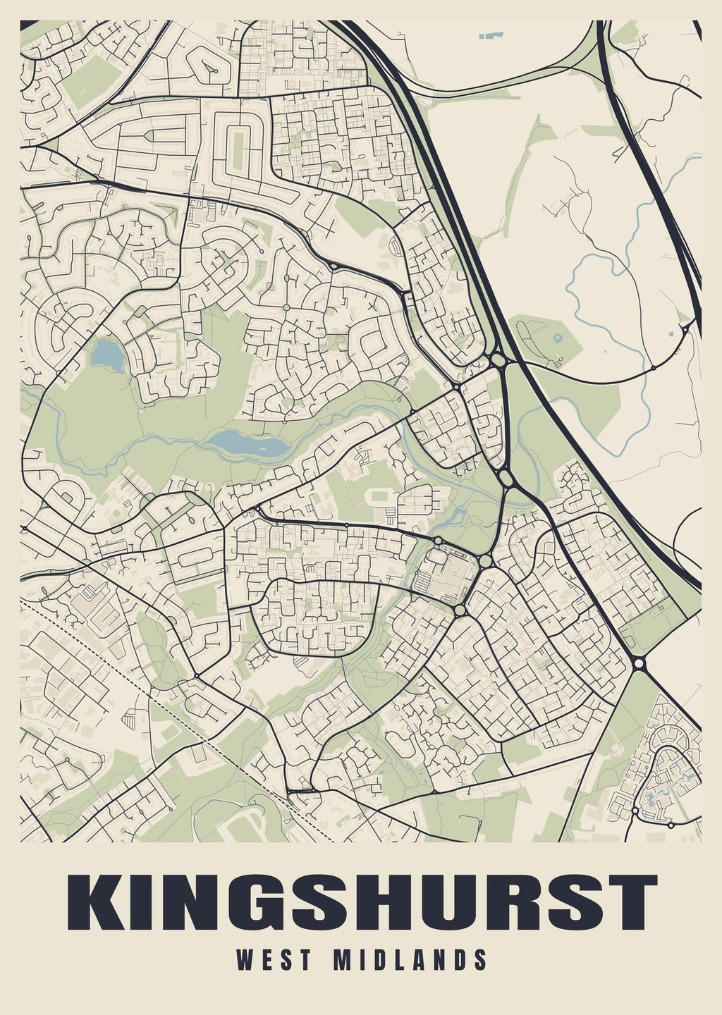 Street map poster of Kingshurst, West Midlands