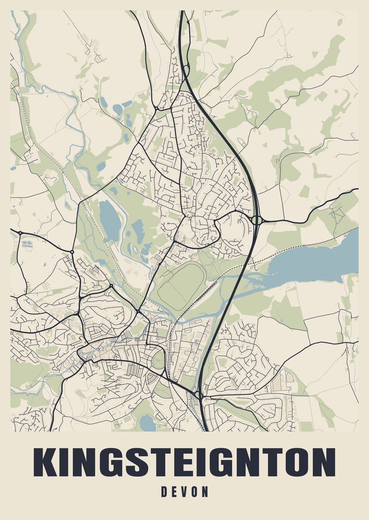 Street map poster of Kingsteignton, Devon