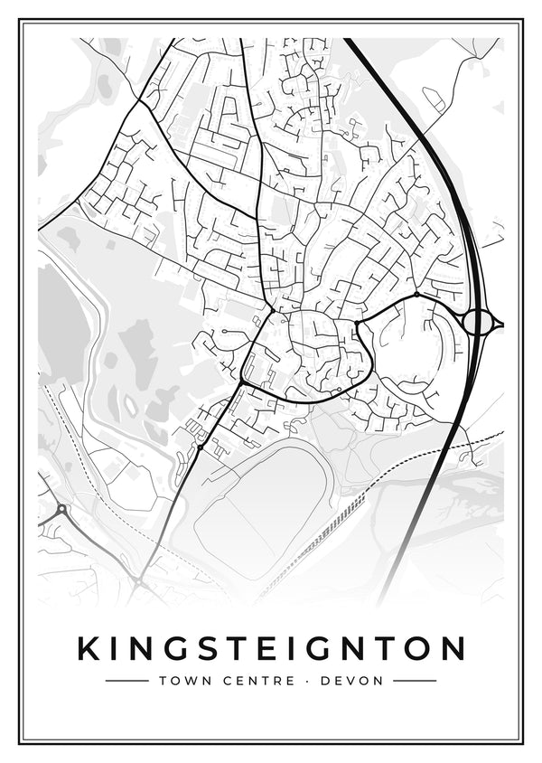 Kingsteignton Town Centre Street Map Poster