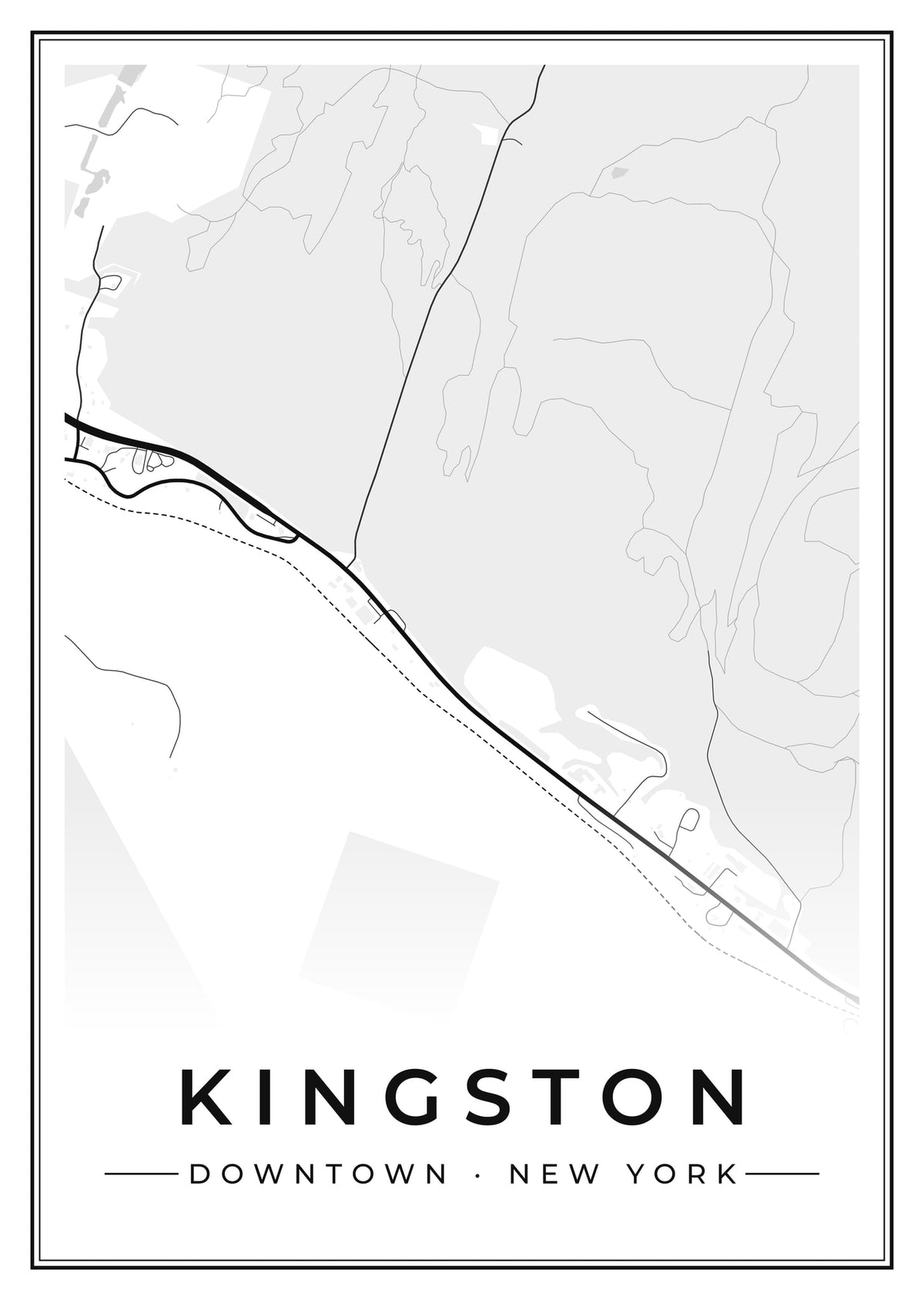 Street map poster of downtown Kingston, New York