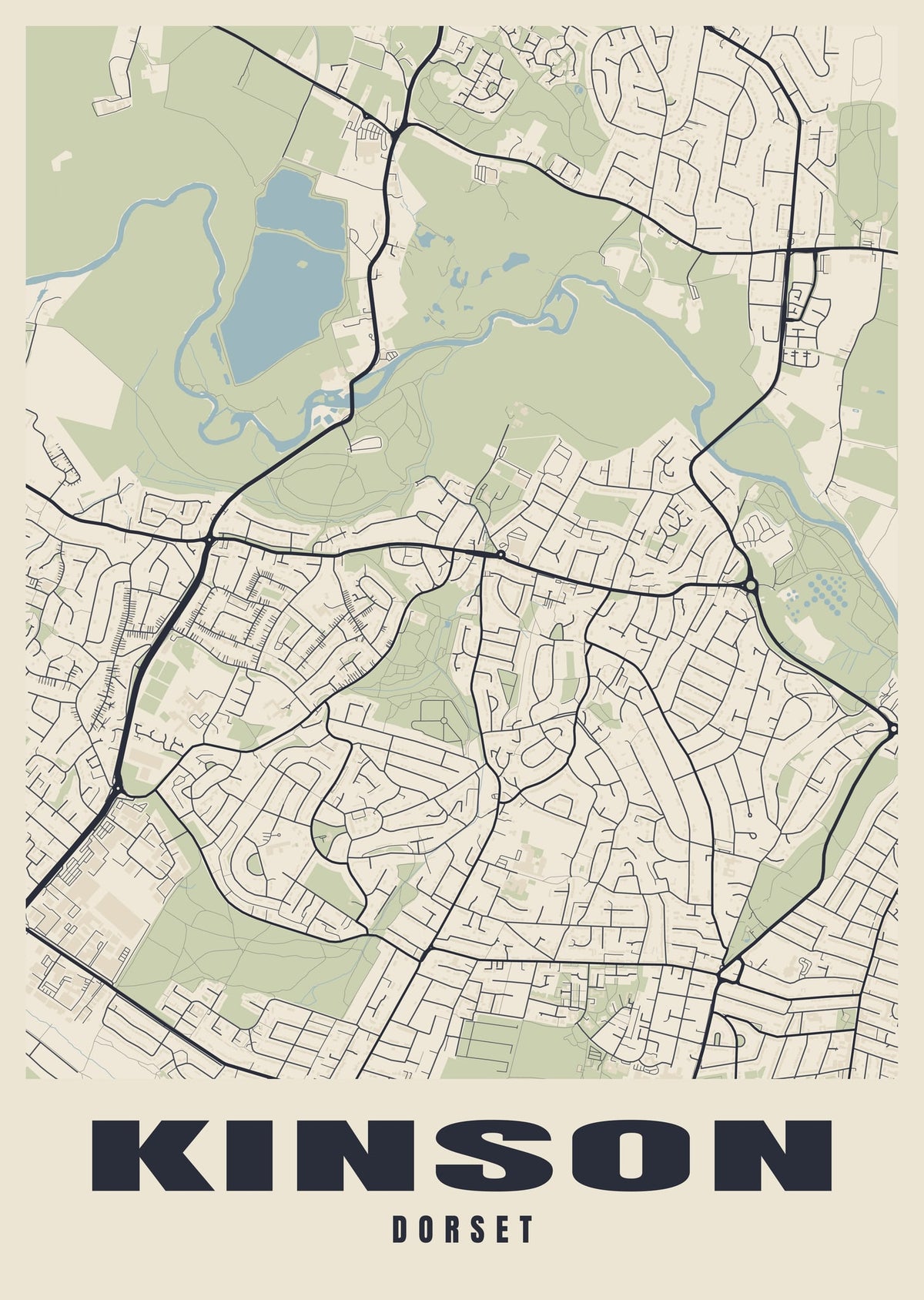 Street map poster of Kinson, Dorset