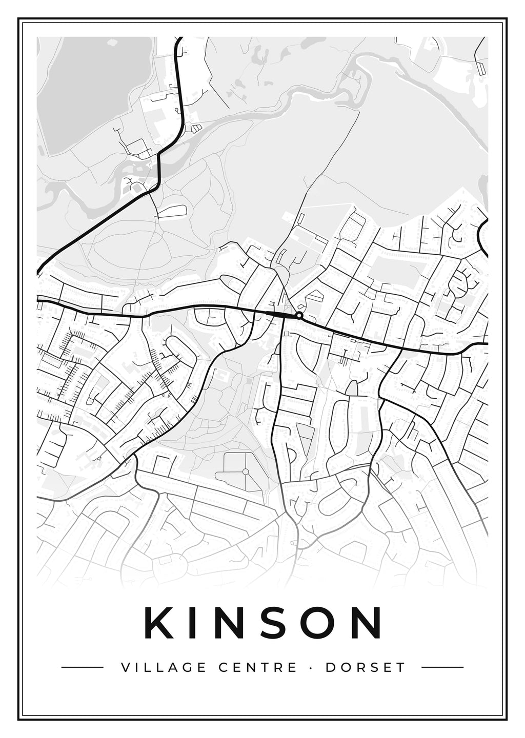 Street map poster of Kinson village centre, Dorset