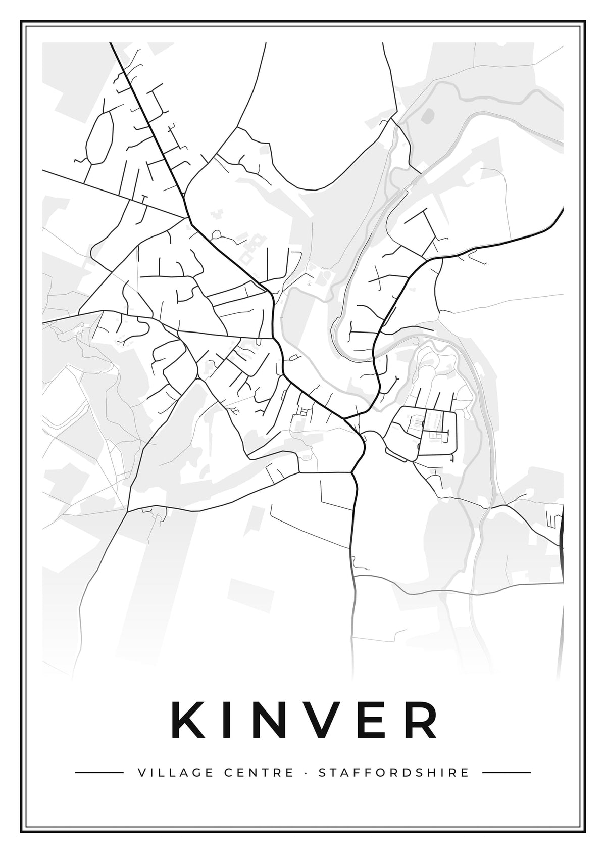 Street map poster of Kinver village centre, Staffordshire