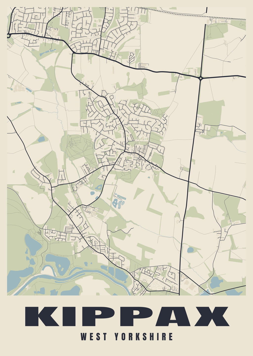 Street map poster of Kippax, West Yorkshire