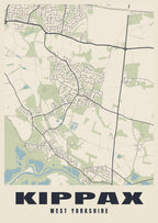 Street map poster of Kippax, West Yorkshire