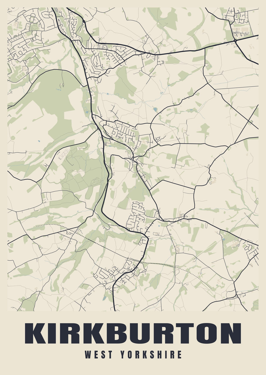 Street map poster of Kirkburton, West Yorkshire