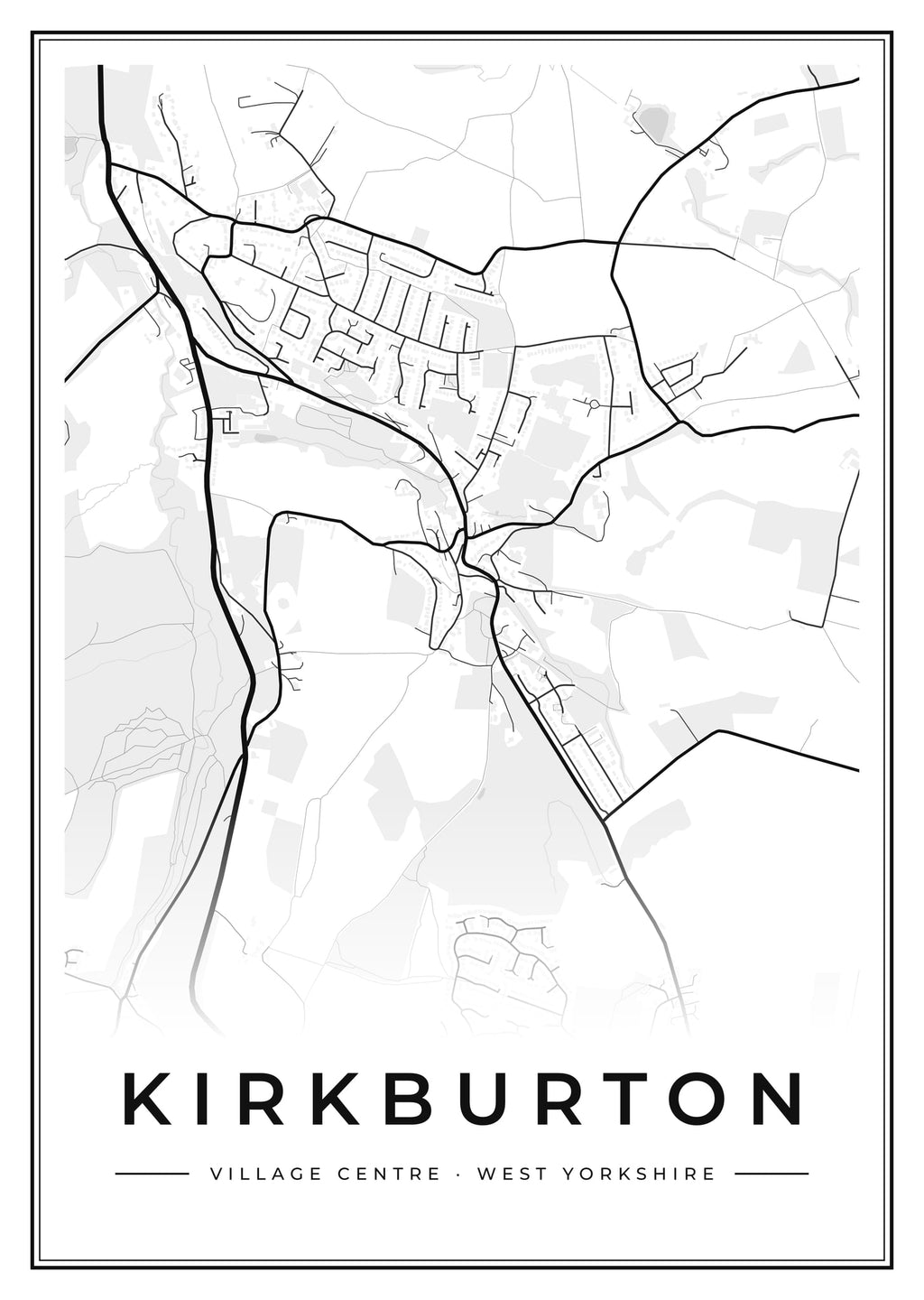 Street map poster of Kirkburton village centre, West Yorkshire