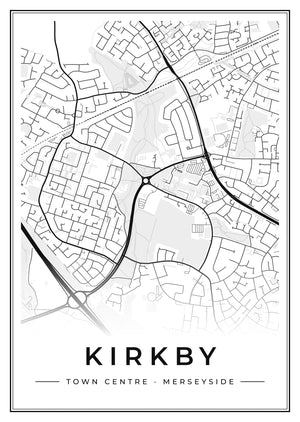 Kirkby Town Centre Street Map Poster
