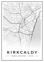 Street map poster of Kirkcaldy town centre, Fife