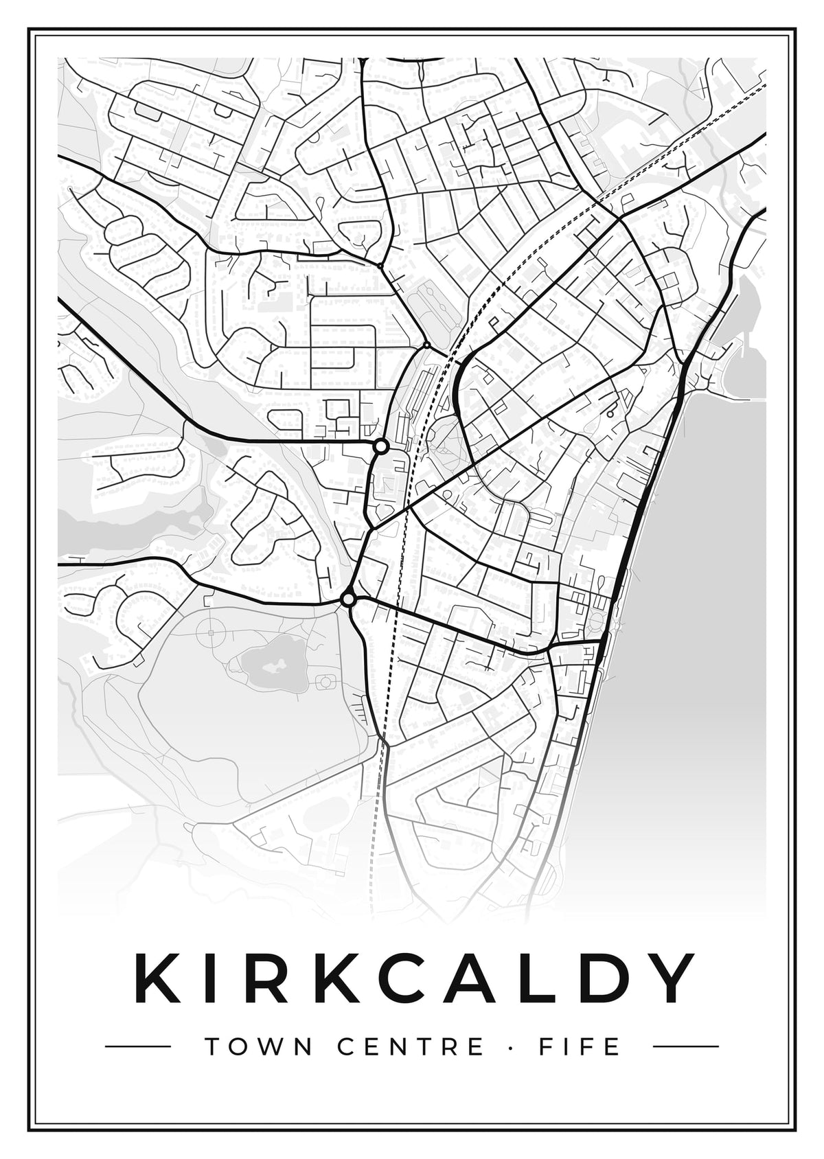 Street map poster of Kirkcaldy town centre, Fife