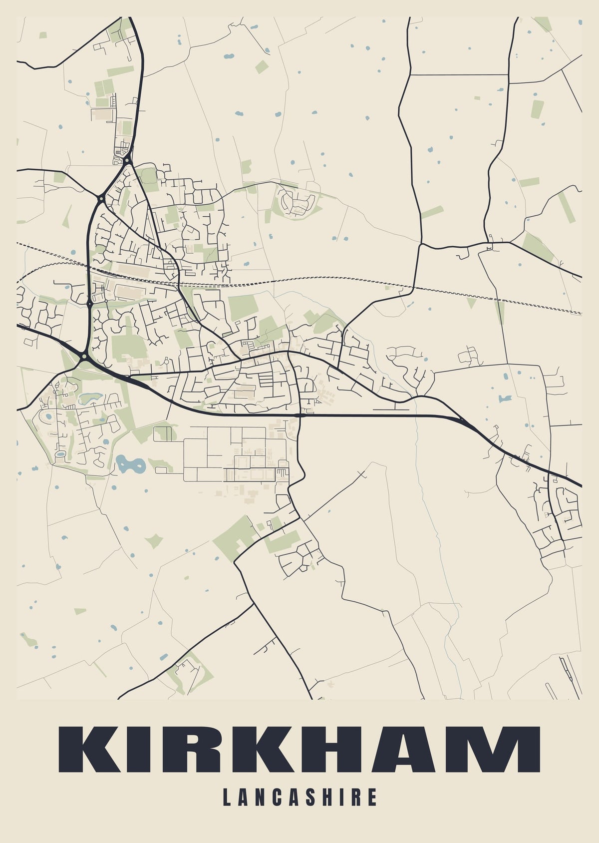 Street map poster of Kirkham, Lancashire