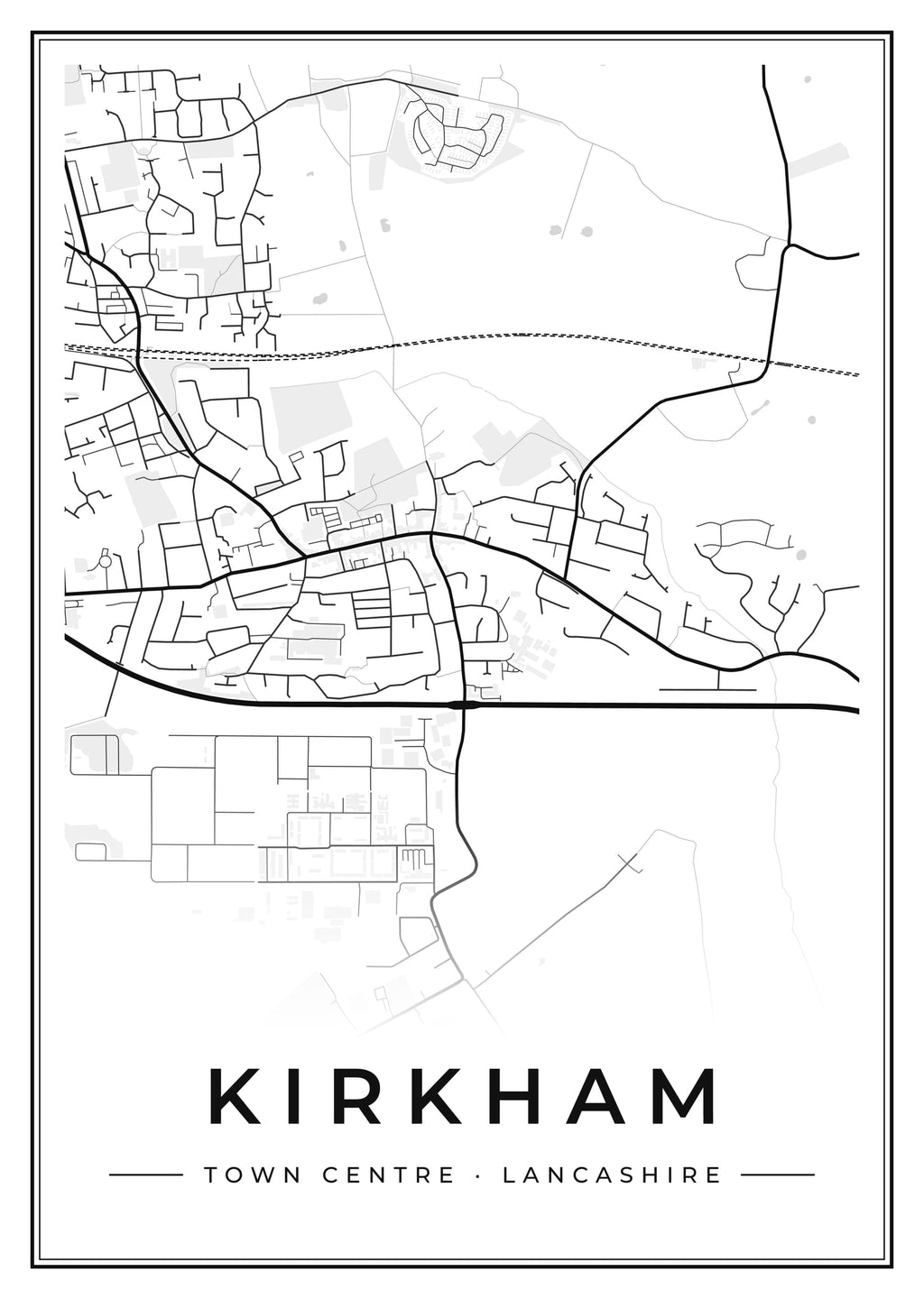 Street map poster of Kirkham town centre, Lancashire