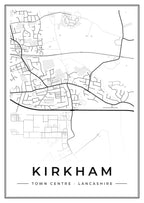 Street map poster of Kirkham town centre, Lancashire