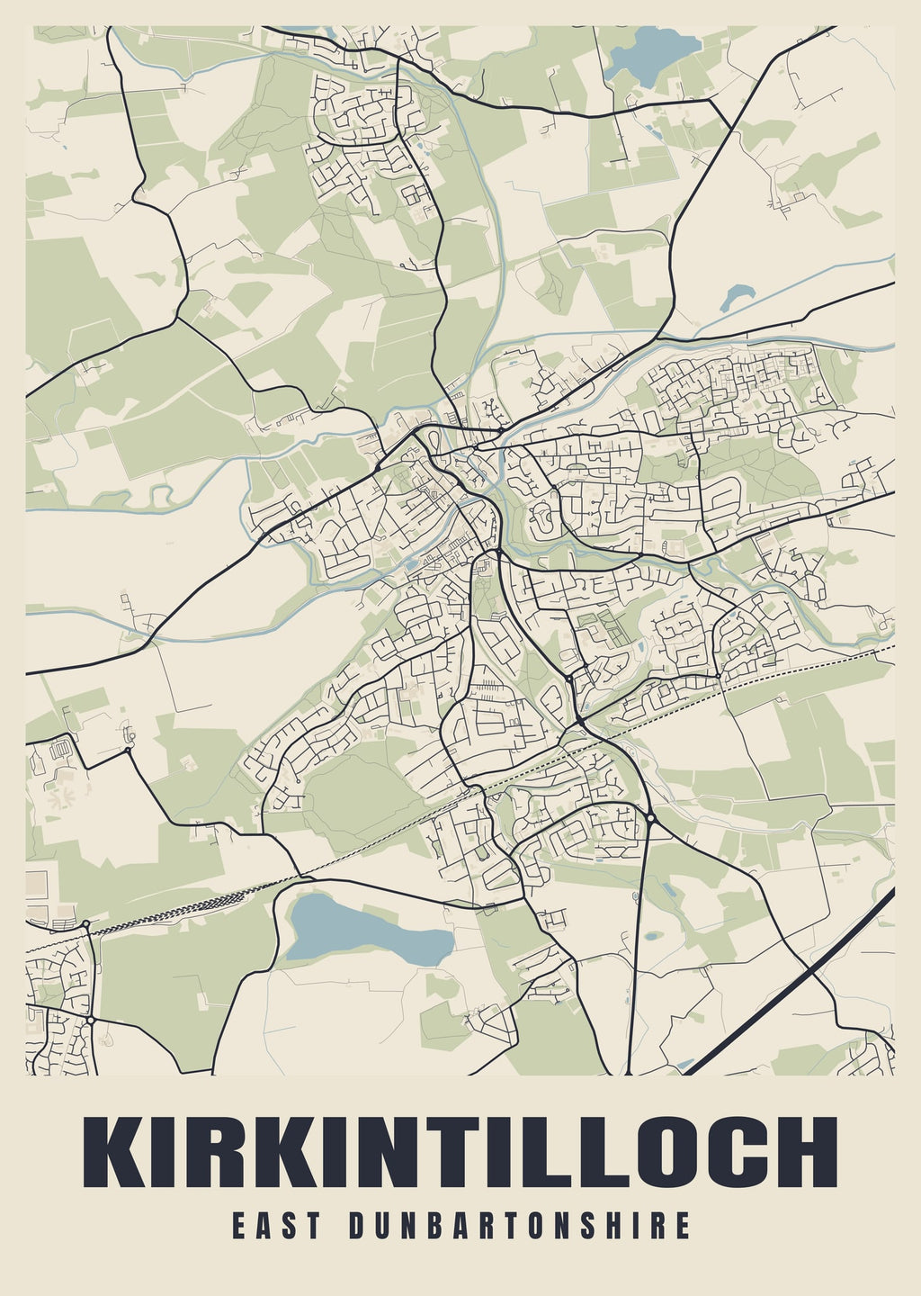 Street map poster of Kirkintilloch, East Dunbartonshire