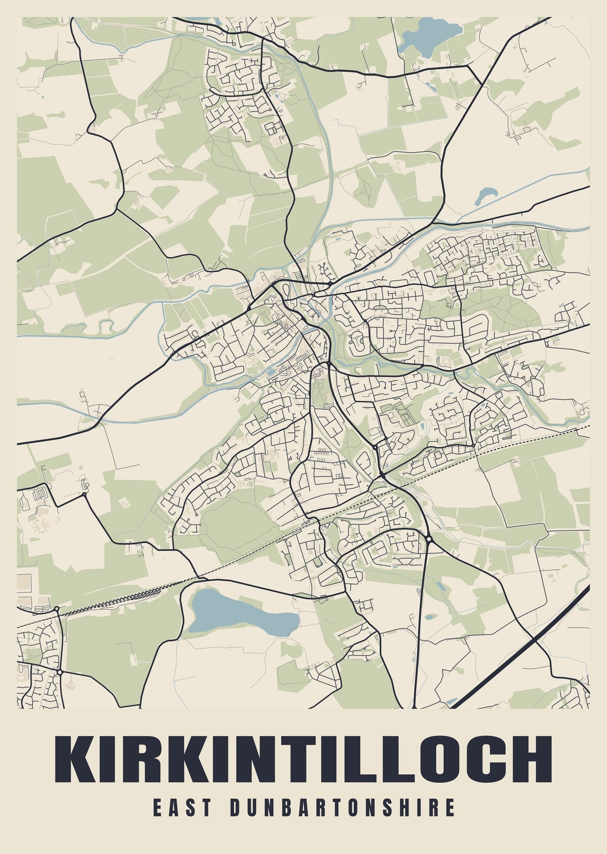 Street map poster of Kirkintilloch, East Dunbartonshire