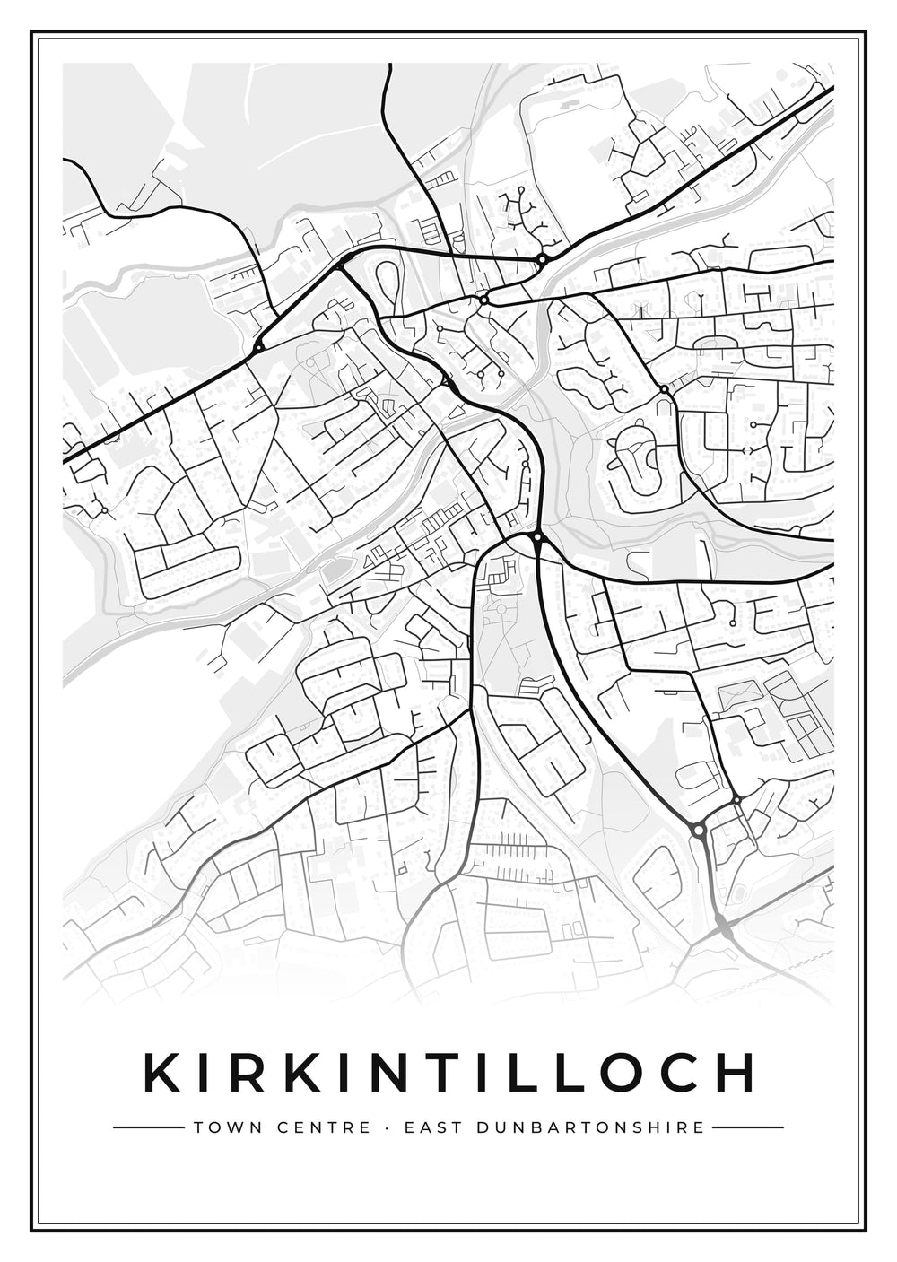 Kirkintilloch Town Centre Street Map Poster