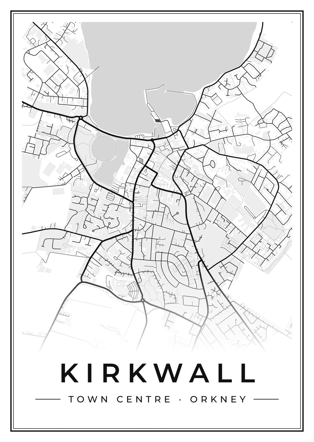 Street map poster of Kirkwall town centre, Orkney