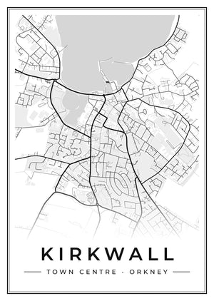 Kirkwall Town Centre Street Map Poster
