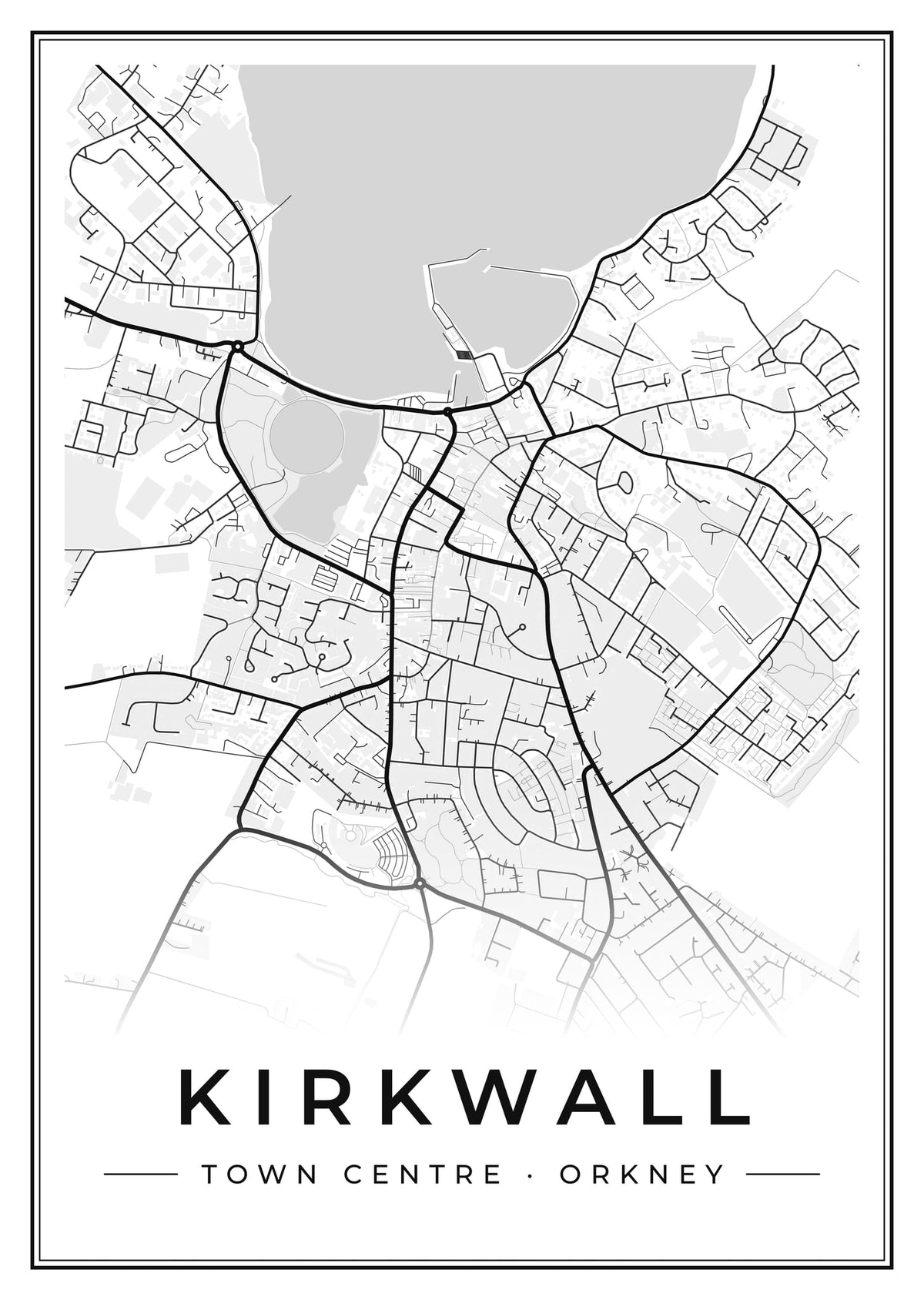 Street map poster of Kirkwall town centre, Orkney