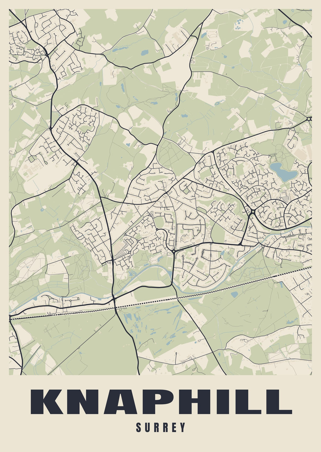 Street map poster of Knaphill, Surrey